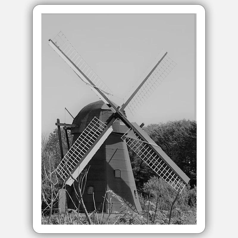 Moulin à vent - Sticker taille S (10 x 10 cm) - blanc mat