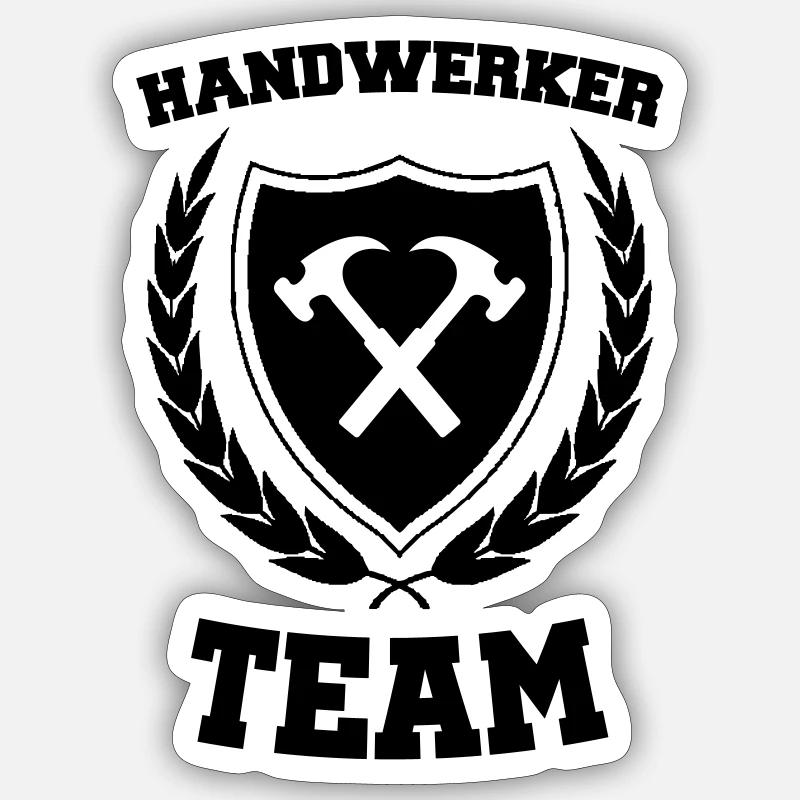 handwerker team - Sticker Größe S (10 x 10 cm) - Mattweiß