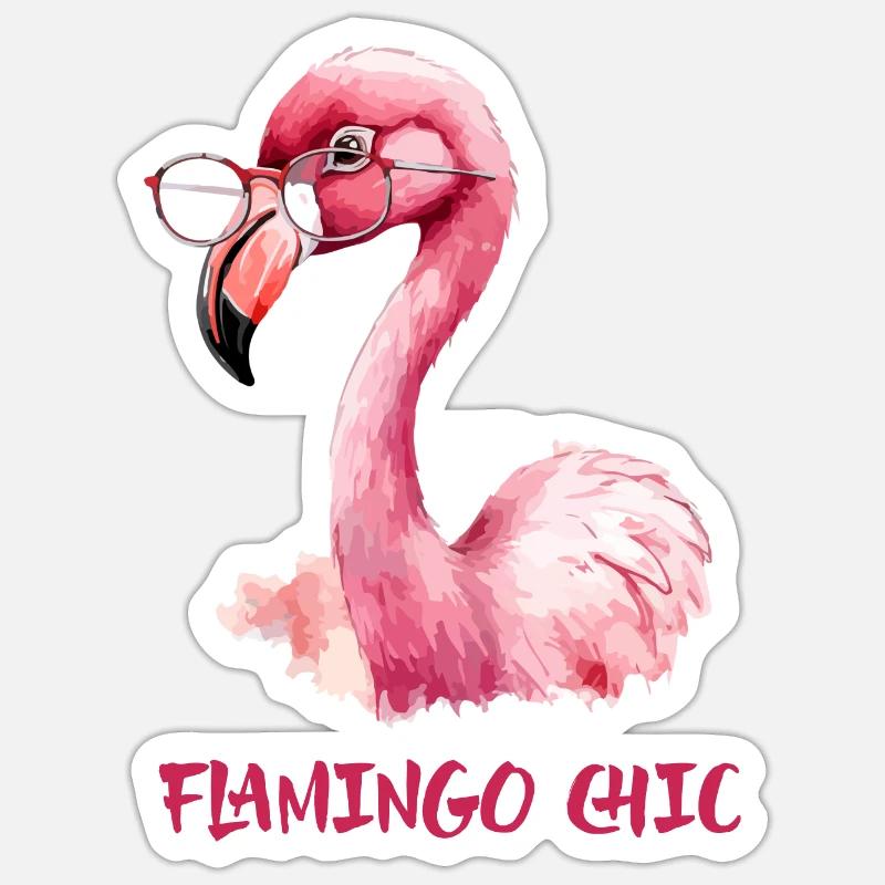 Flamingo chic - Sticker size S (10 x 10 cm) - white matte