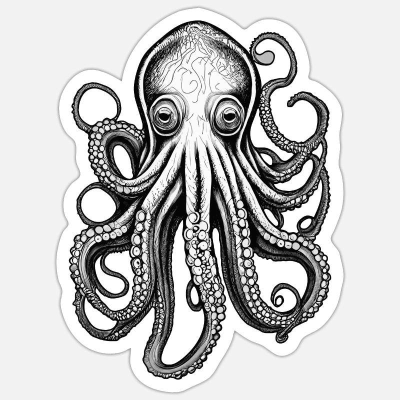 Psychedelic Octopus - Sticker size S (10 x 10 cm) - white matte