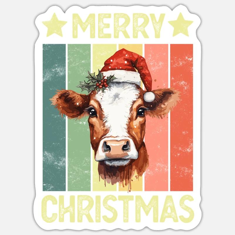 Noël des vaches Sticker taille S (10 x 10 cm)
