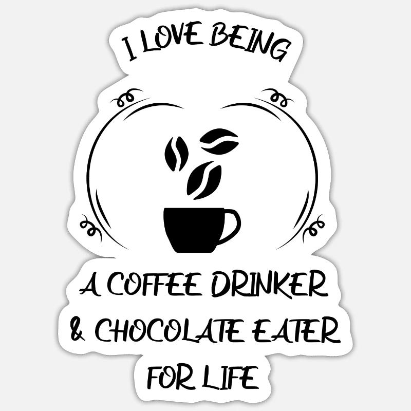 Kaffee Espresso Käffchen & Schokolade - Sticker Größe S (10 x 10 cm) - Mattweiß