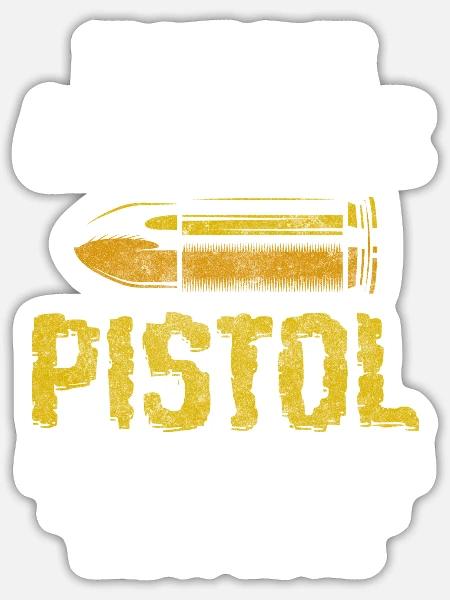 Waffe Pistole Waffenbesitzer - Sticker Größe S (10 x 10 cm) - Mattweiß
