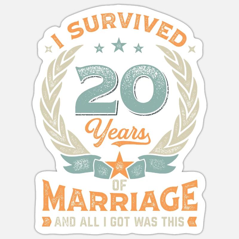 J’ai survécu à 20 ans de mariage - Sticker taille S (10 x 10 cm) - blanc mat