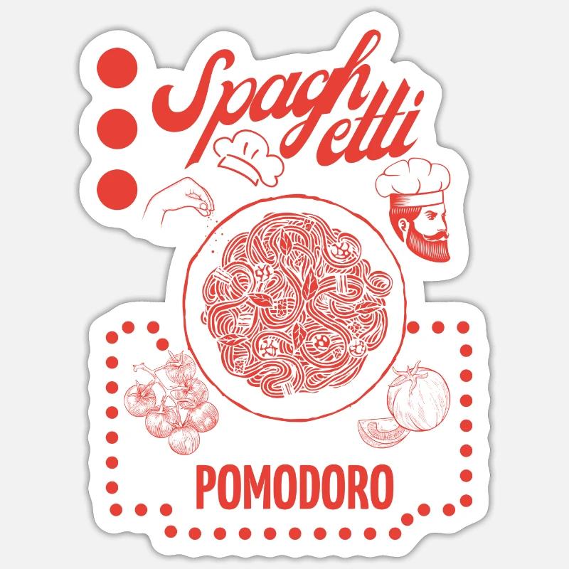 Spaghettis - Sticker taille S (10 x 10 cm) - blanc mat