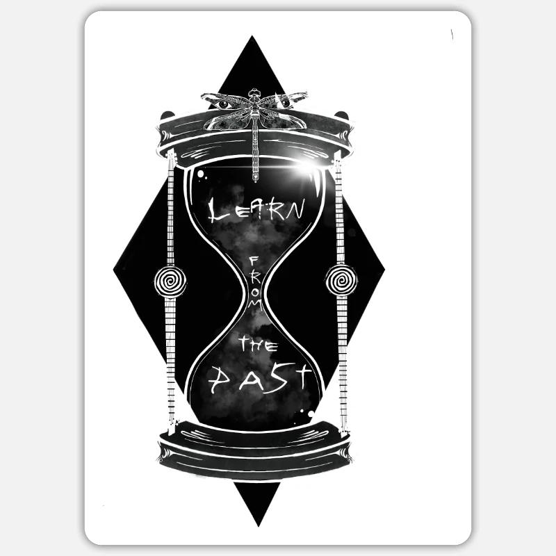 Learn from the Past Clock - Sticker Größe S (10 x 10 cm) - Mattweiß