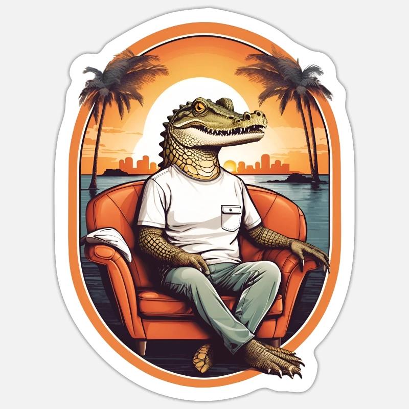 Alligator on sofa - Sticker size S (10 x 10 cm) - white matte