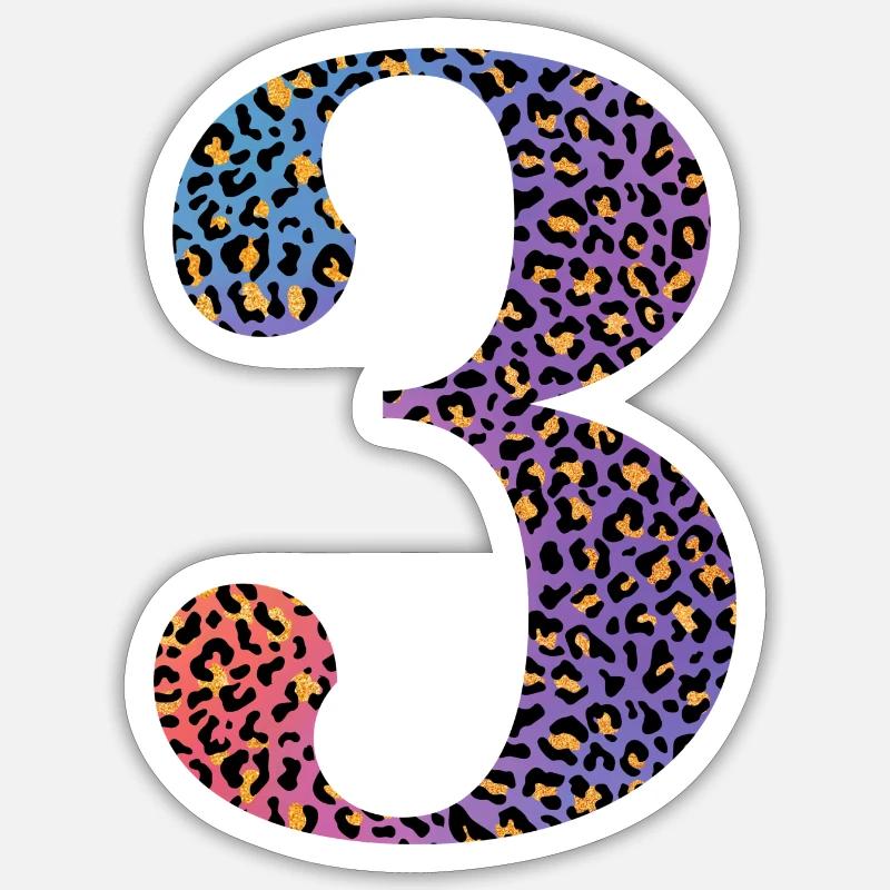 3e anniversaire léopard - Sticker taille S (10 x 10 cm) - blanc mat