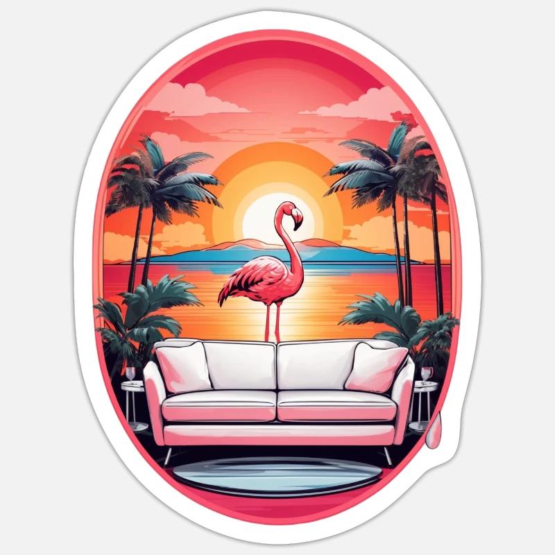 Flamingo Sofa Sticker size S (10 x 10 cm)