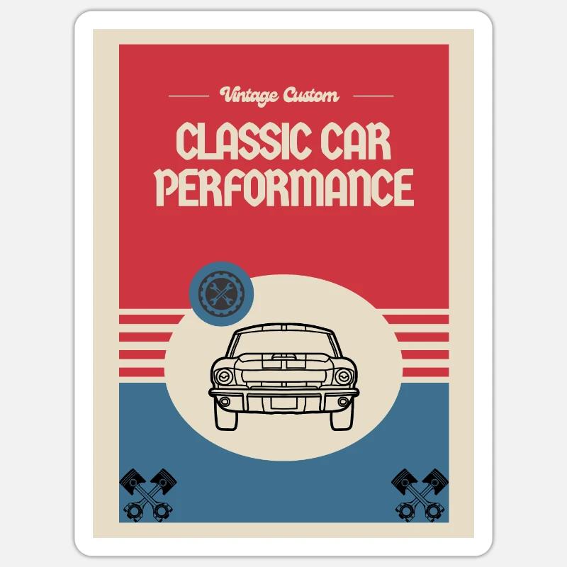 Classic Custom Car Performance - Sticker Größe S (10 x 10 cm) - Mattweiß