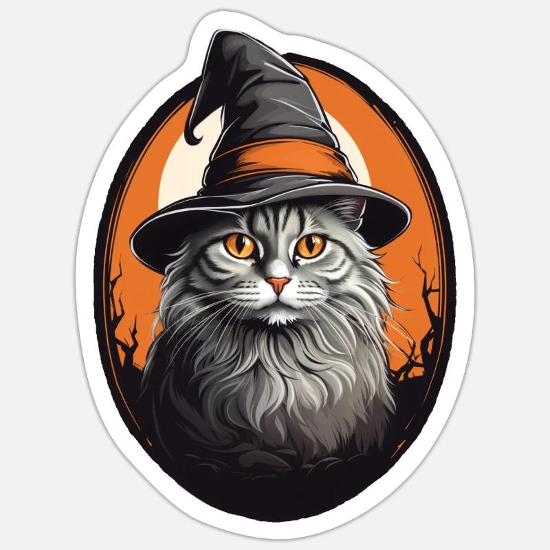 Halloween Cat - Sticker size S (10 x 10 cm) - white matte