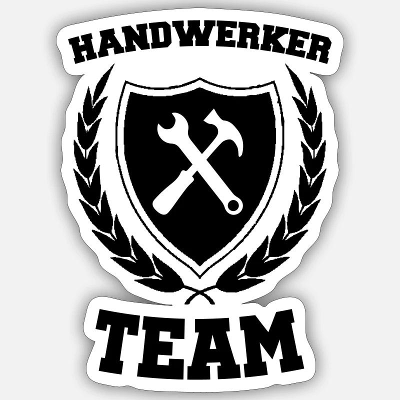 handwerker team 01 - Sticker Größe S (10 x 10 cm) - Mattweiß