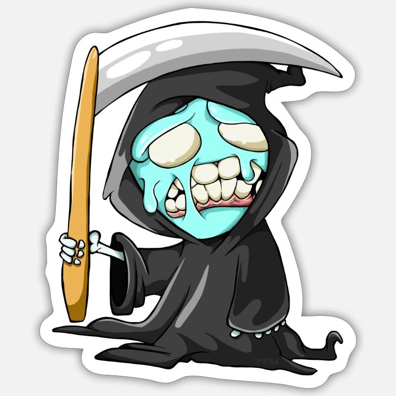 Sensenmann - Sticker Größe S (10 x 10 cm) - Mattweiß