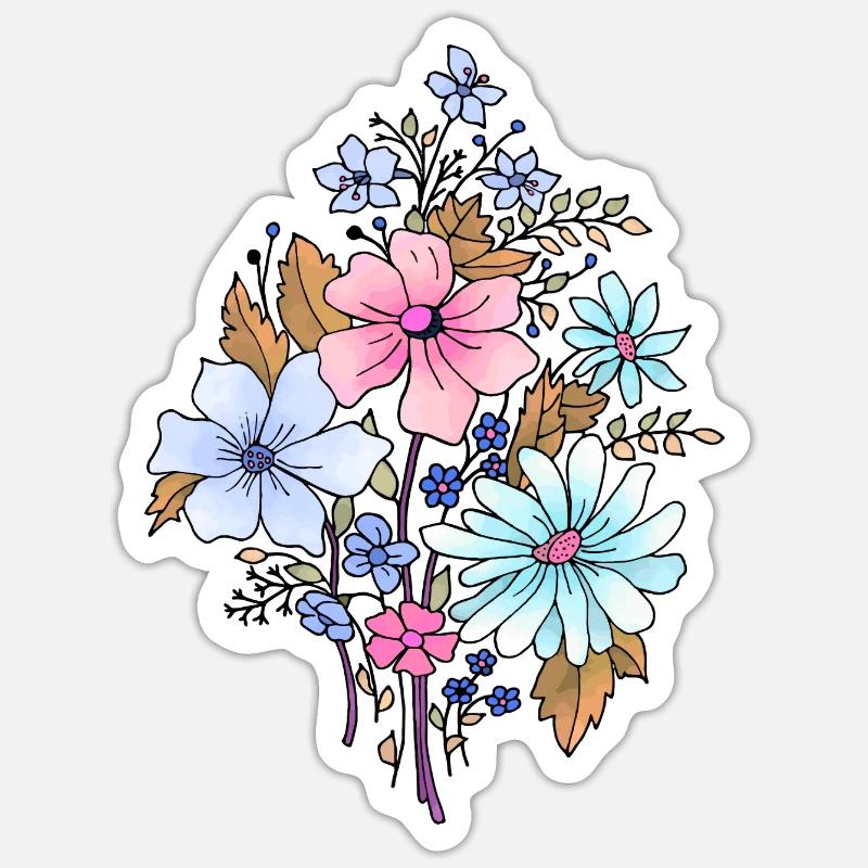 Fleur - Sticker taille S (10 x 10 cm) - blanc mat