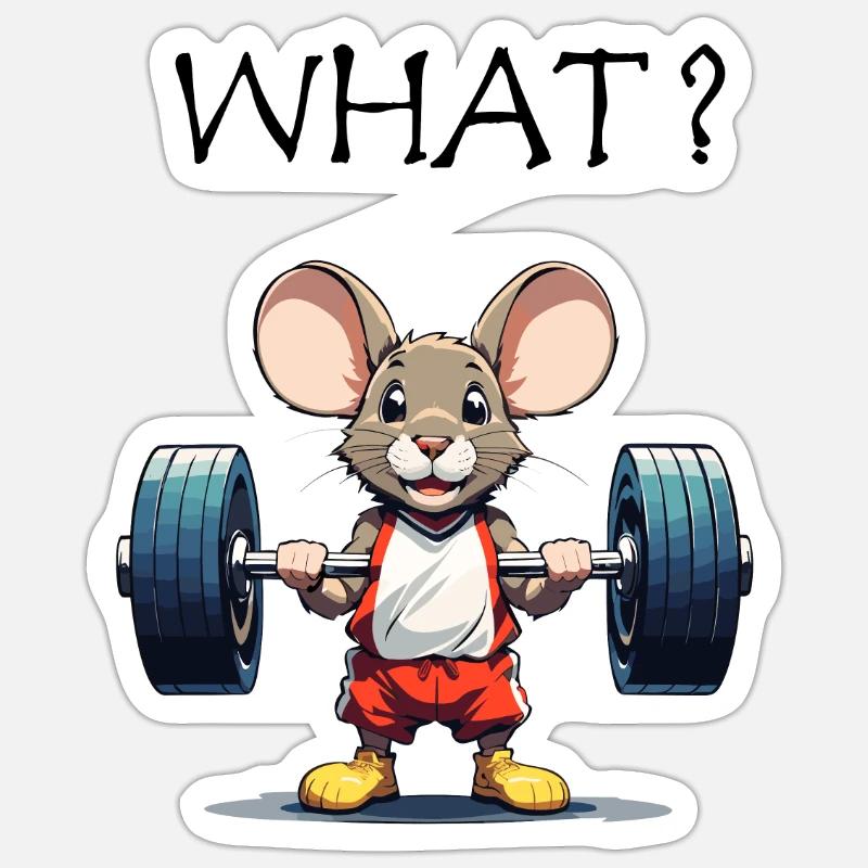 Beginner Weightlifting Mouse Sticker size S (10 x 10 cm)