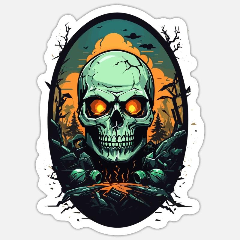 Crâne - Sticker taille S (10 x 10 cm) - blanc mat