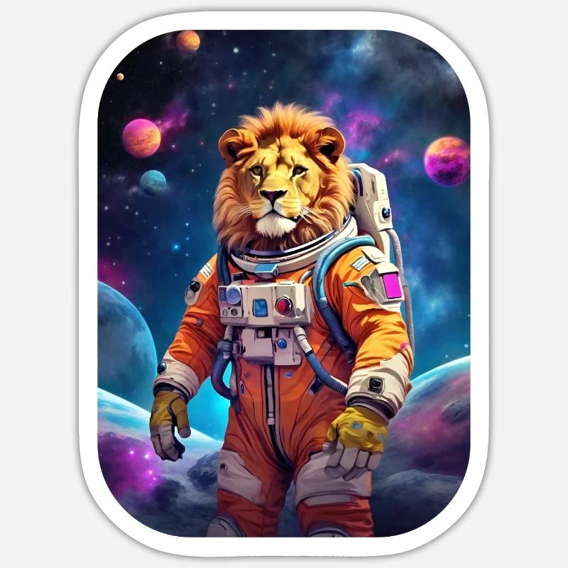 Lion dans l’espace 1.3 Sticker taille S (10 x 10 cm)