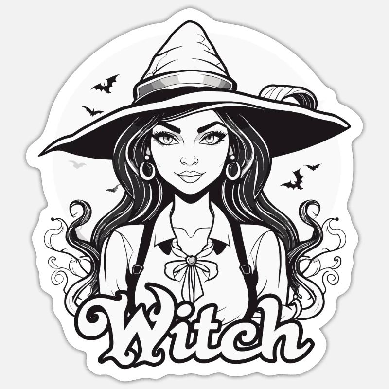 Witch - Sticker size S (10 x 10 cm) - white matte