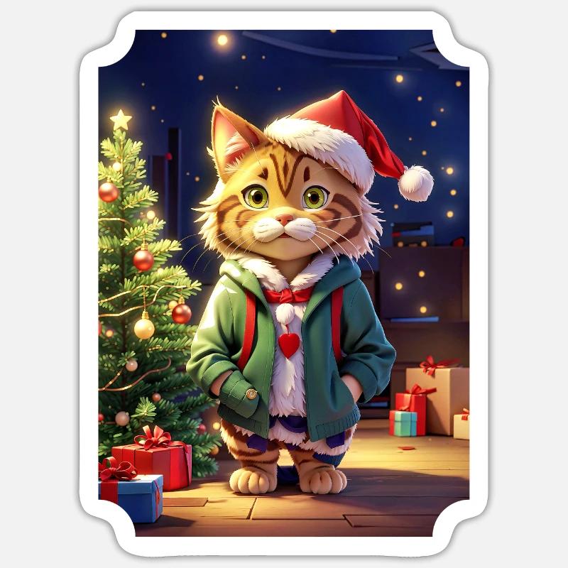 Modèle vierge de chat de Noël 1.2 Sticker taille S (10 x 10 cm)