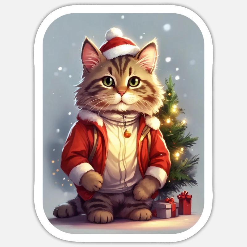 Modèle vierge de chat de Noël 1.8 Sticker taille S (10 x 10 cm)