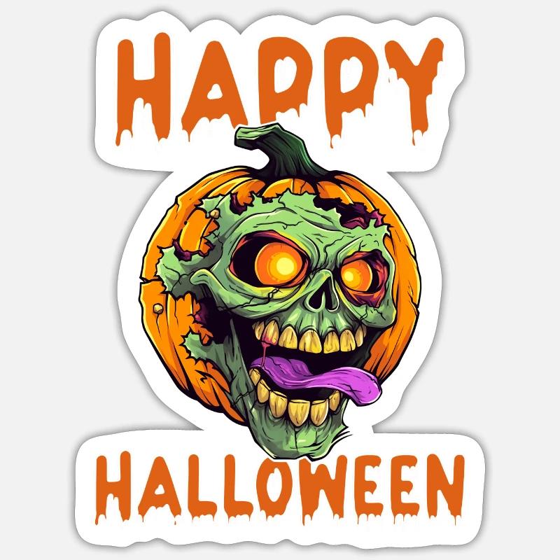 Joyeux Halloween zombie - Sticker taille S (10 x 10 cm) - blanc mat