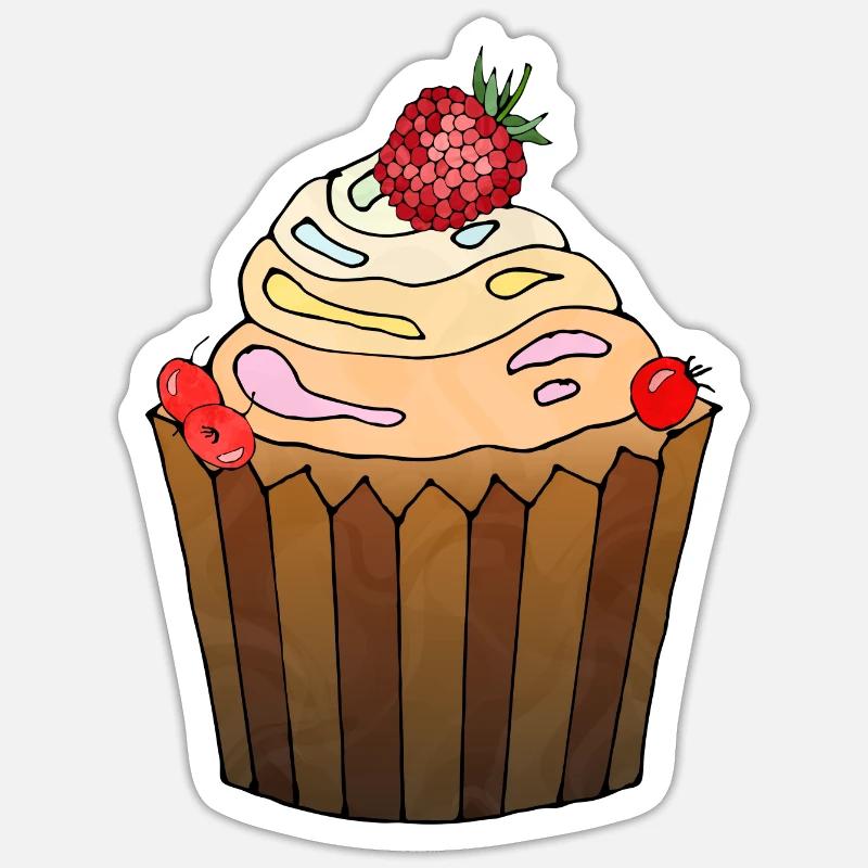 Gâteau - Sticker taille S (10 x 10 cm) - blanc mat