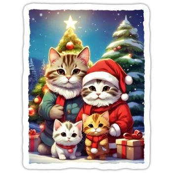 Christmas Cats Family 1.8 - Sticker size S (10 x 10 cm) - white matte - Front
