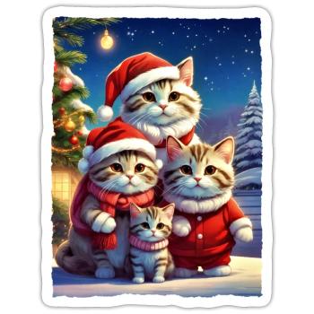 Christmas Cats Family 1.9 - Sticker size S (10 x 10 cm) - white matte - Front