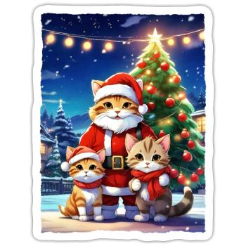 Christmas Cats Family 1.5 - Sticker size S (10 x 10 cm) - white matte - Front
