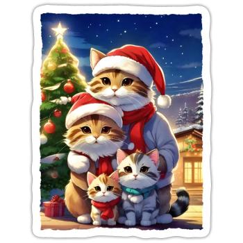 Christmas Cats Family 1.11 - Sticker size S (10 x 10 cm) - white matte - Front
