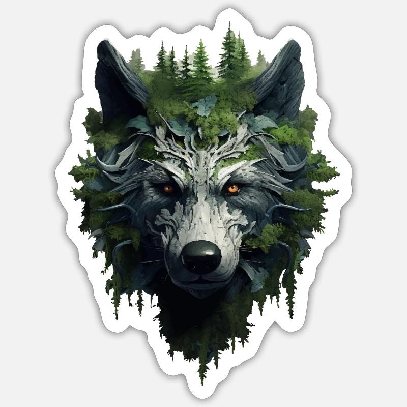 Loup de la forêt - Sticker taille S (10 x 10 cm) - blanc mat
