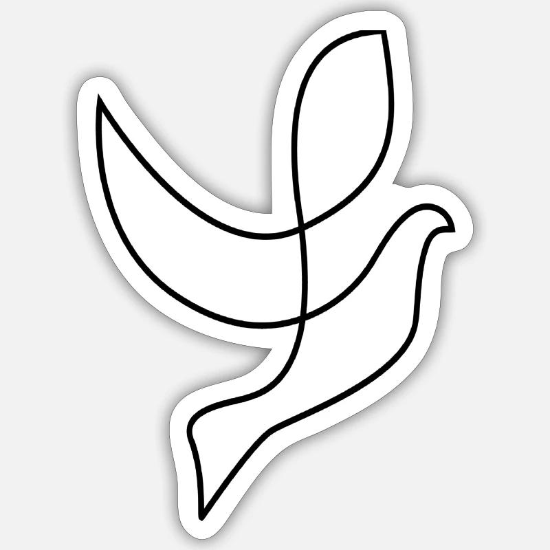 OneLine Art Vogel - Sticker Größe S (10 x 10 cm) - Mattweiß