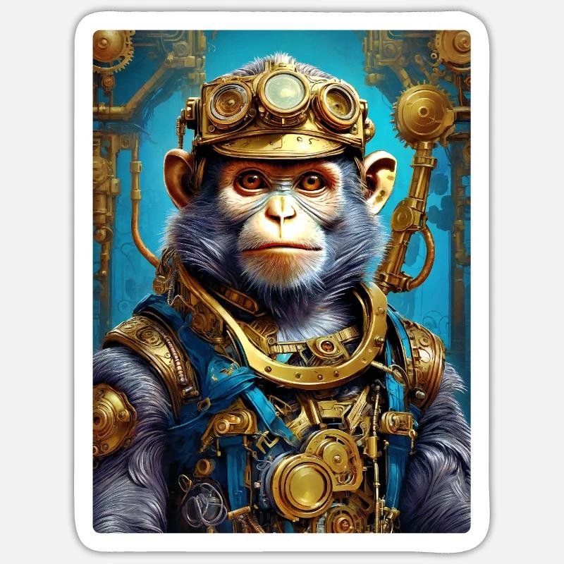 Steampunk Monkey 1.2 - Sticker size S (10 x 10 cm) - white matte
