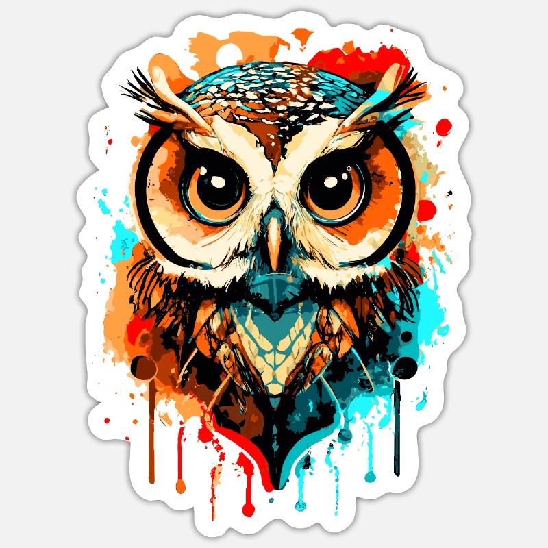 Eule Bunt - Nachteule - Schleiereule - Eulen Kauz Sticker Größe S (10 x 10 cm)