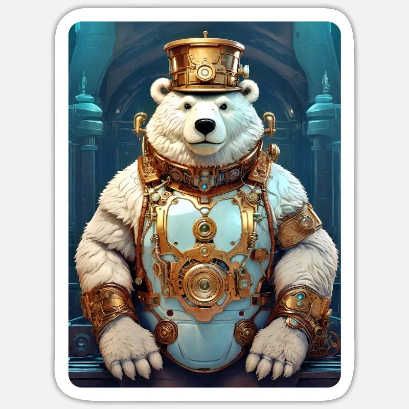 Steampunk Ice Bear 1.1 - Sticker size S (10 x 10 cm) - white matte