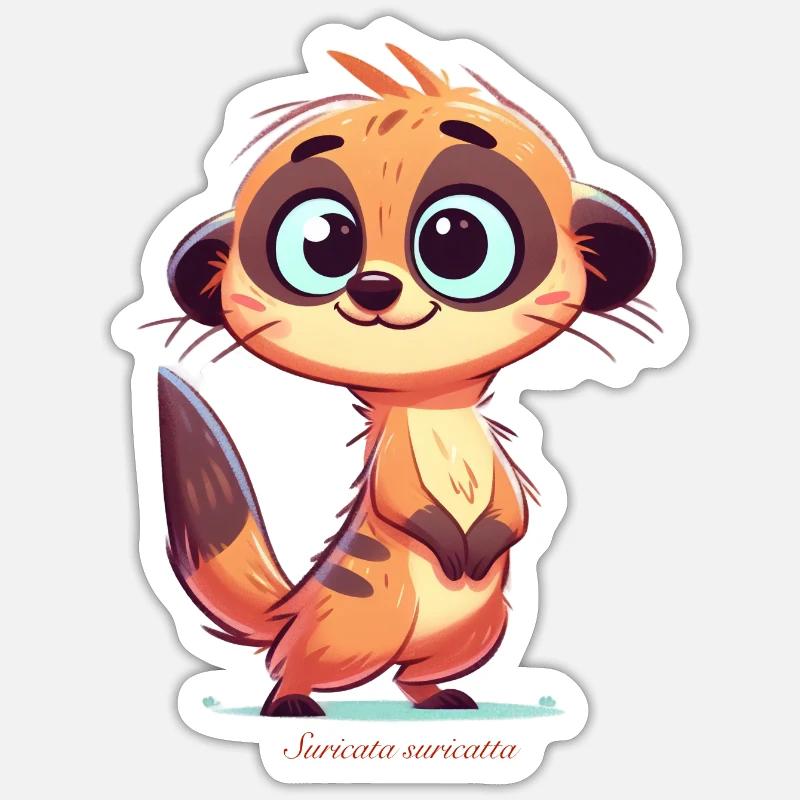 Erdmännchen - Sticker Größe S (10 x 10 cm) - Mattweiß
