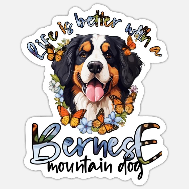 Bouvier bernois - Sticker taille S (10 x 10 cm) - blanc mat
