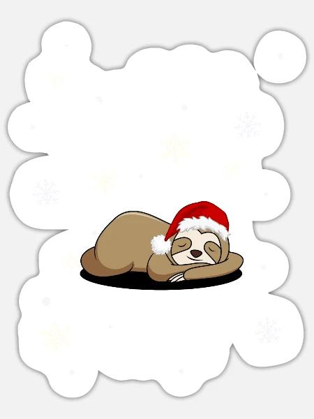 Weihnachts OUTFIT Faultier - Sticker Größe S (10 x 10 cm) - Mattweiß