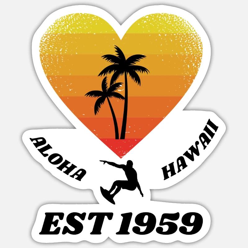 ALOHA est. 1959 - Sticker taille S (10 x 10 cm) - blanc mat