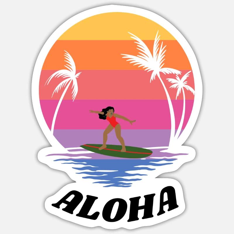 ALOHA BEACH - Sticker Größe S (10 x 10 cm) - Mattweiß