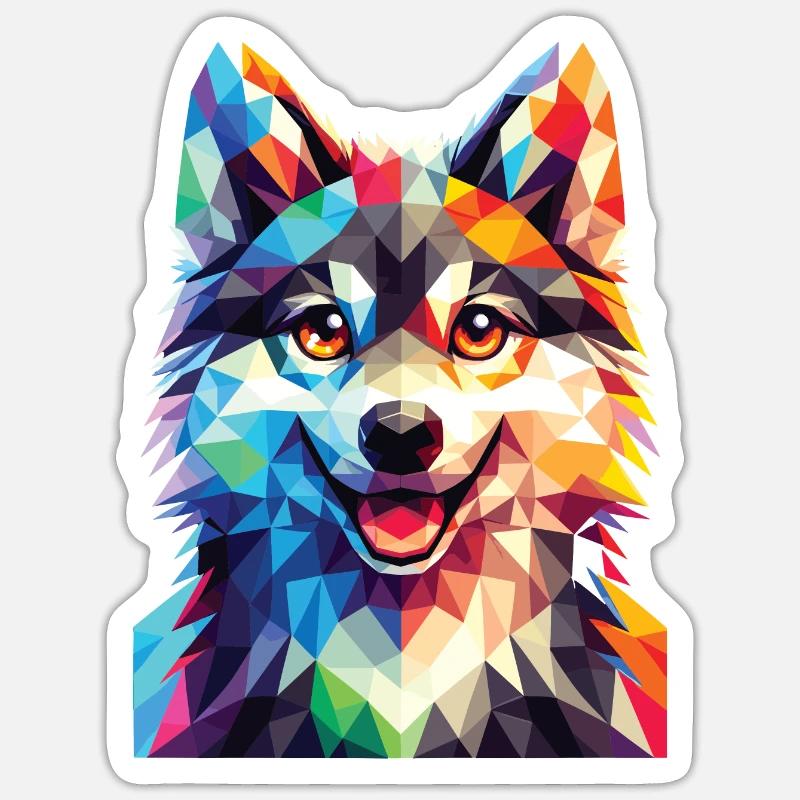 Loup polygonal - Sticker taille S (10 x 10 cm) - blanc mat