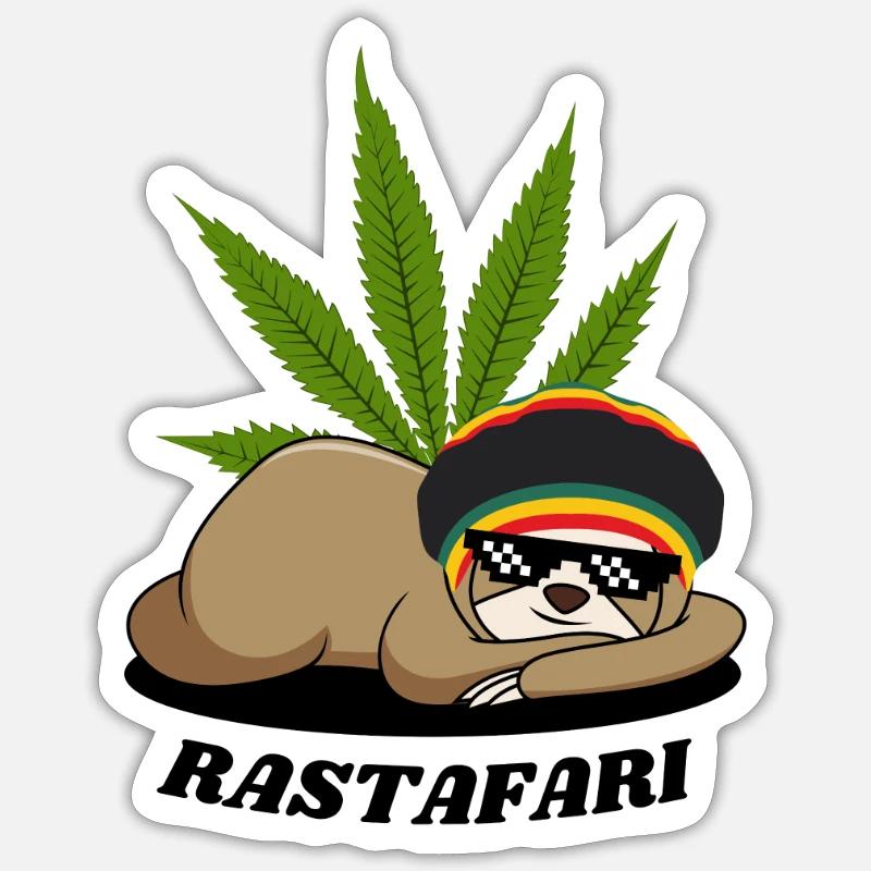 Tenue Rastafari Weed - Sticker taille S (10 x 10 cm) - blanc mat
