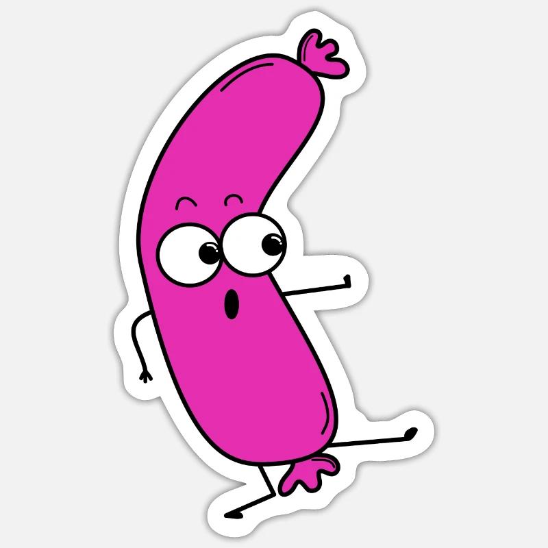 Saucisse - Sticker taille S (10 x 10 cm) - blanc mat