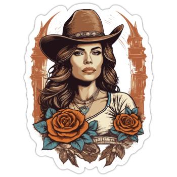 Western Girl - Sticker Größe S (10 x 10 cm) - Mattweiß - Vorne