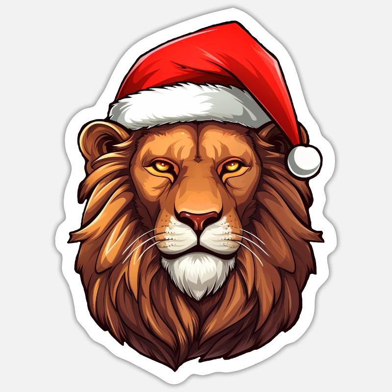 Noël Lions - Sticker taille S (10 x 10 cm) - blanc mat