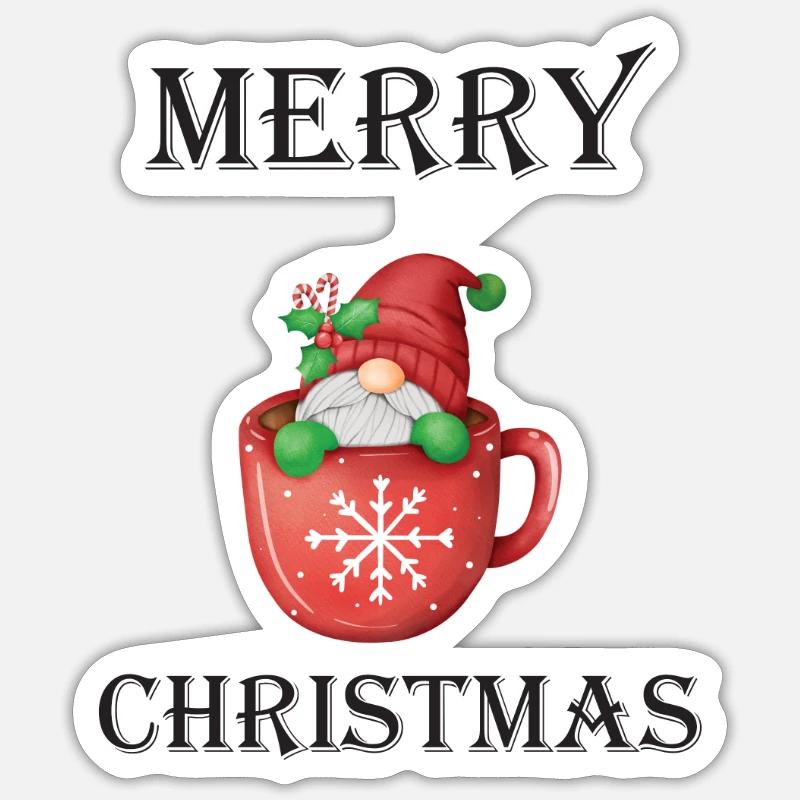Joyeux Noël Gnome - Sticker taille S (10 x 10 cm) - blanc mat