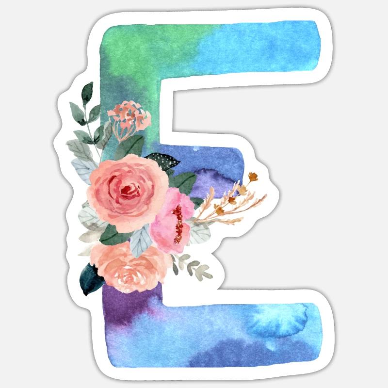 Buchstabe E Aquarell - Sticker Größe S (10 x 10 cm) - Mattweiß