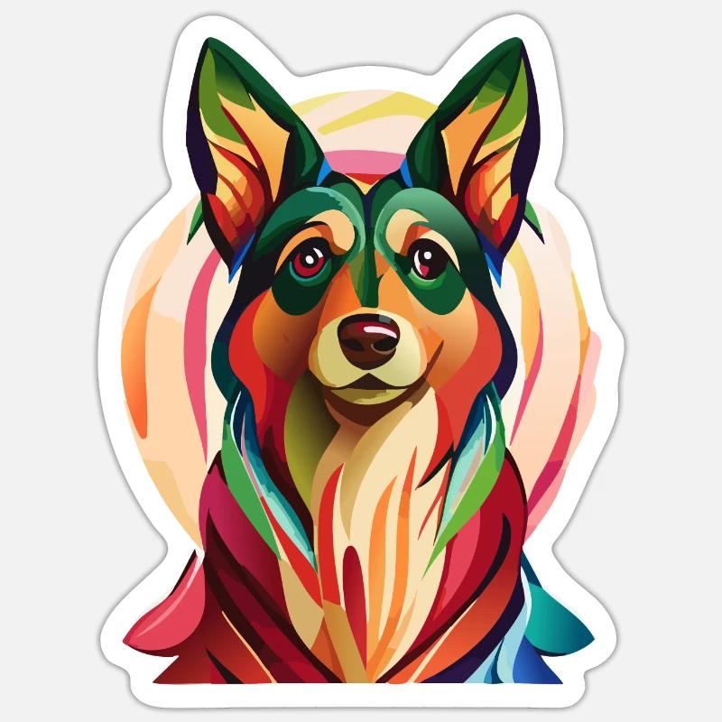 Farbklecks Schäferhund Sticker Größe S (10 x 10 cm)