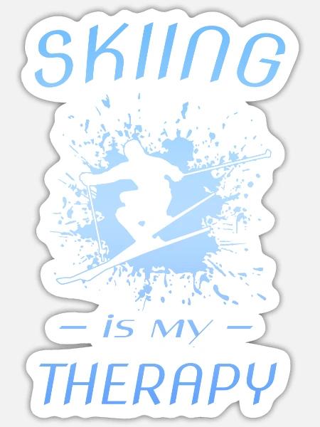 skiing skifahren - Sticker Größe S (10 x 10 cm) - Mattweiß