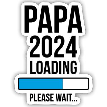 Papa 2024 Loading Bitte warten... - Sticker Größe S (10 x 10 cm) - Mattweiß - Vorne